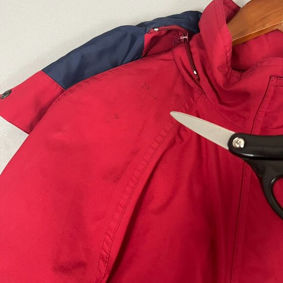 Eddie Bauer Anorak Jacket Women's Small Petite Dark Red Gore-Tex Hooded Full Zip - Picture 2 of 8